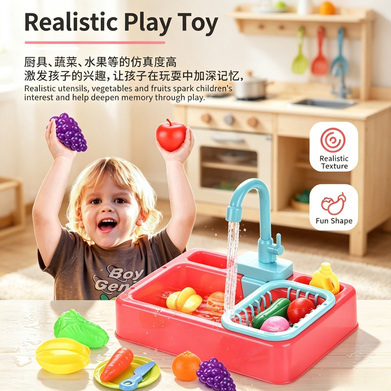 Kids Outdoor Kitchen Accessories - Set Giocattolo da Cucina in Plastica